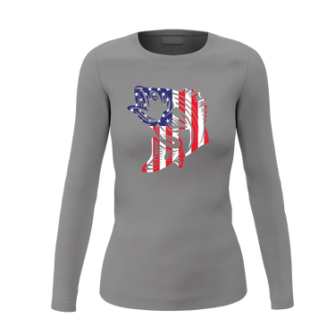 American Flag Fish Women Long Sleeve Shirt